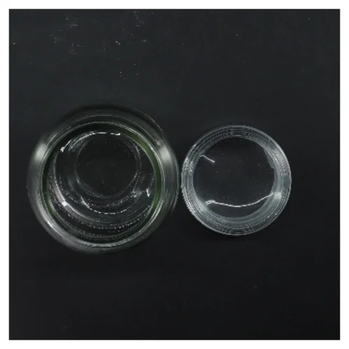 Glaskrukke med låg (str. Ø 8 cm længde 17,5 cm)