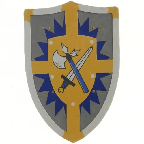 Børneskjold med sværd og økse motiv (str. 46x31 cm)