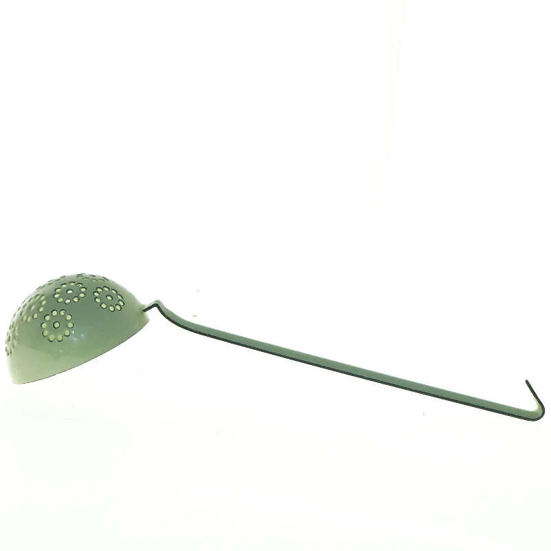 Vintage grøn hulske eller øse i metal (str. 33 cm)