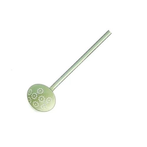 Vintage grøn hulske eller øse i metal (str. 33 cm)