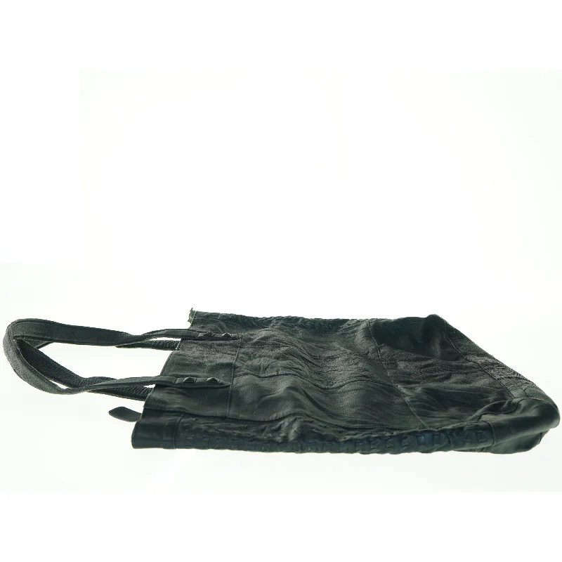 Sort skuldertaske i læder fra Dixie (str. 44 x 43 cm)