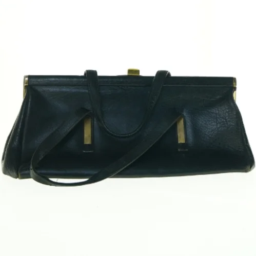 Vintage sort håndtaske i læder (str. 36 x 12 cm)