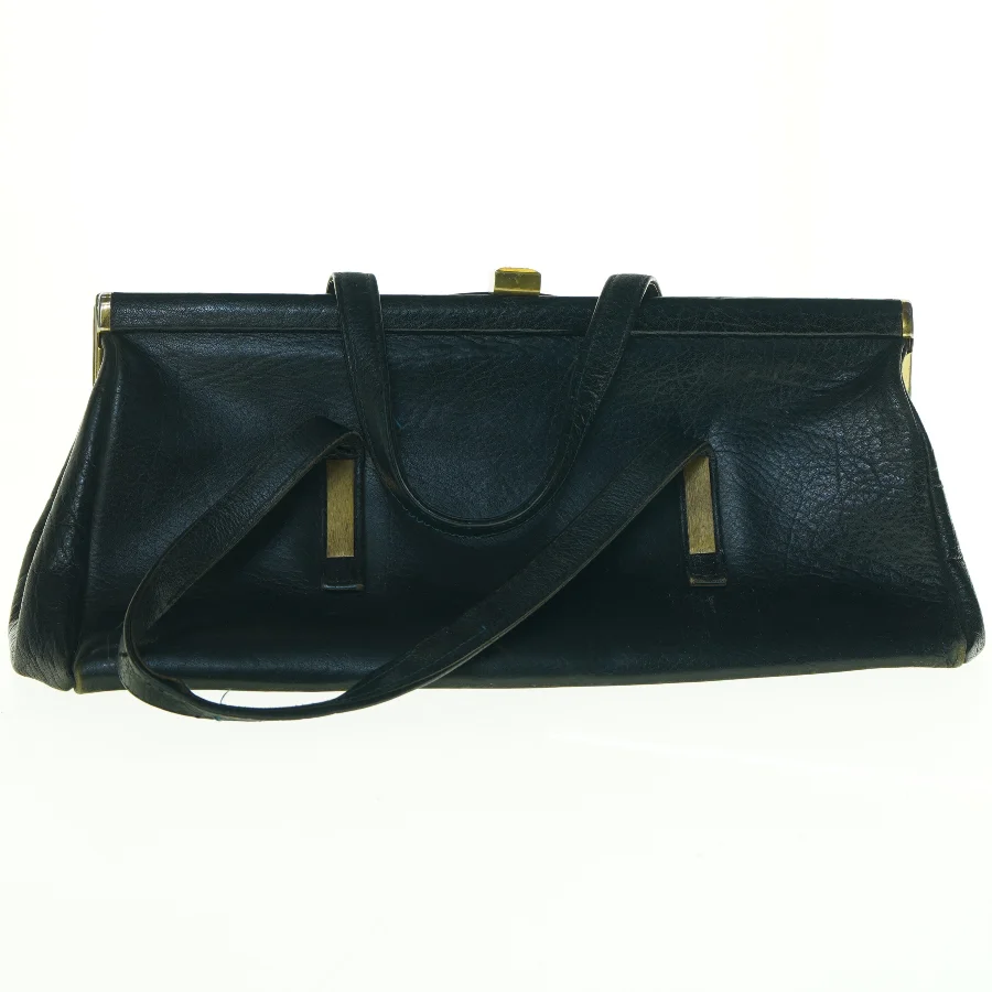 Vintage sort håndtaske i læder (str. 36 x 12 cm)