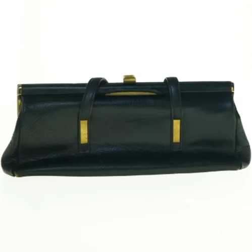 Vintage sort håndtaske i læder (str. 36 x 12 cm)