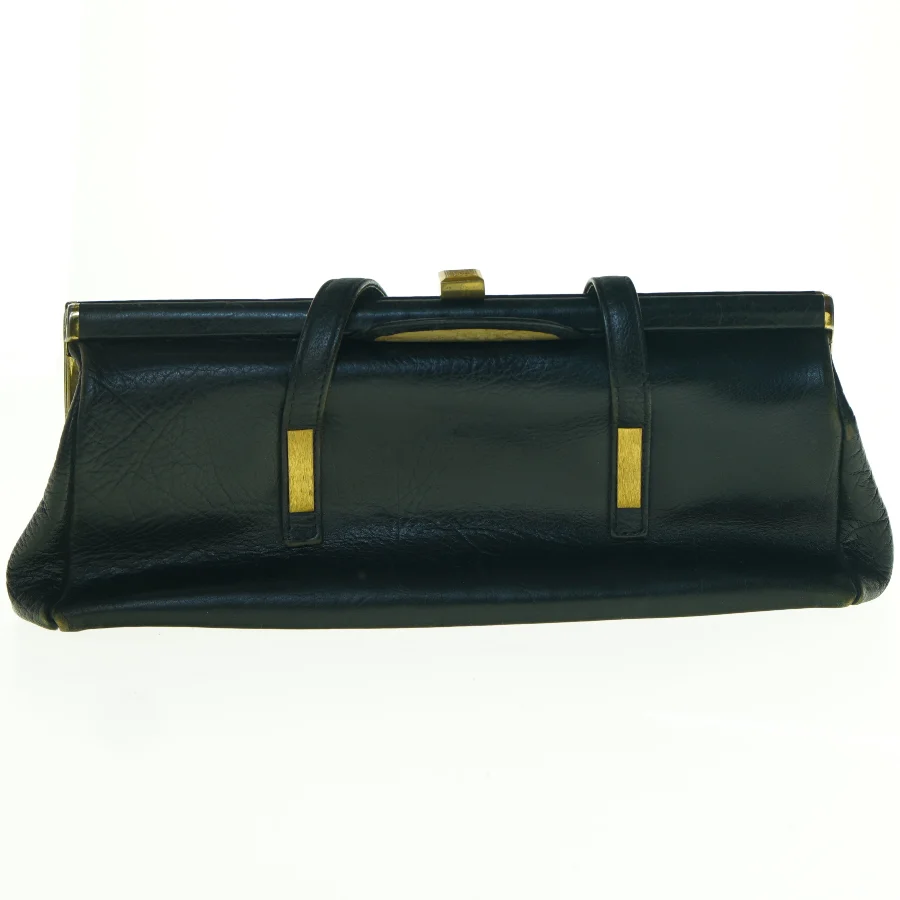 Vintage sort håndtaske i læder (str. 36 x 12 cm)