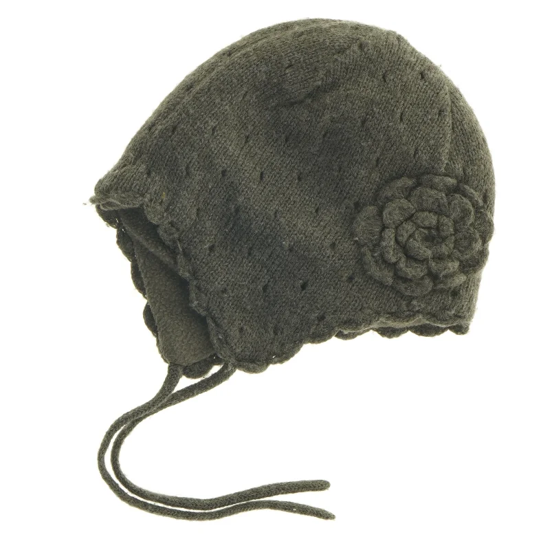 H&M grå vinterhue med rosedekoration fra H&M (str. 74 til 80)