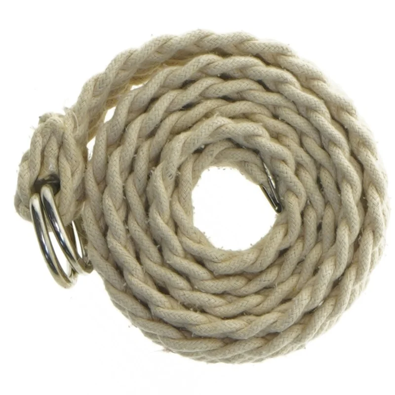 Flettet bælte med dobbelt D-ring (str. 103 cm)