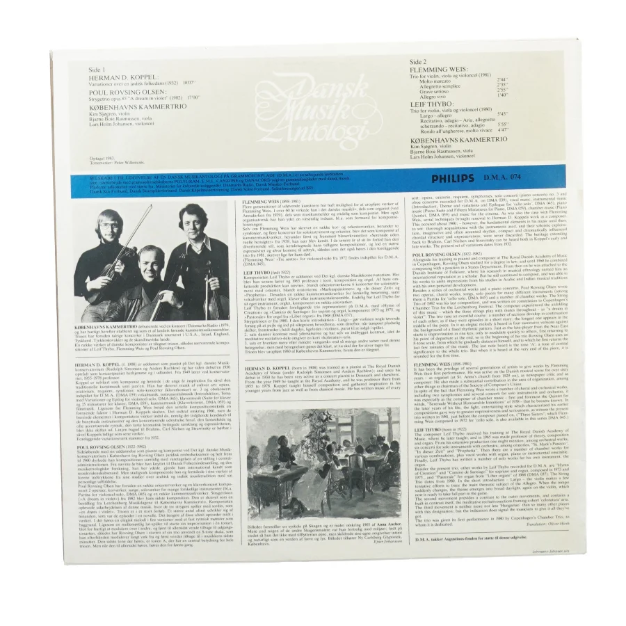 Københavns kammertrio fra Dansk Musik Antologi (str. 30 cm)