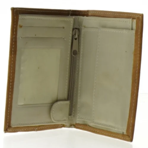 Brun læderpung (str. 13,5 x 10 cm)