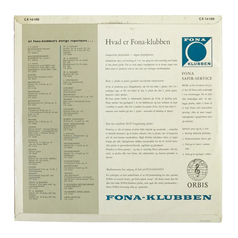 Tschaikowsky, Fonaklubben fra Orbis (str. 30 cm)