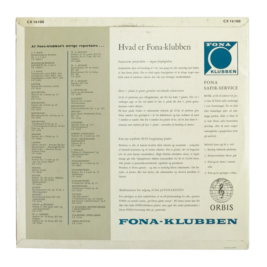 Tschaikowsky, Fonaklubben fra Orbis (str. 30 cm)