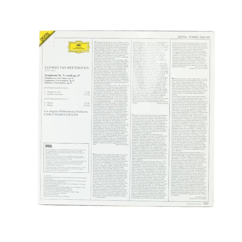 Beethoven, Symphony no 5 fra Digital Recording (str. 30 cm)