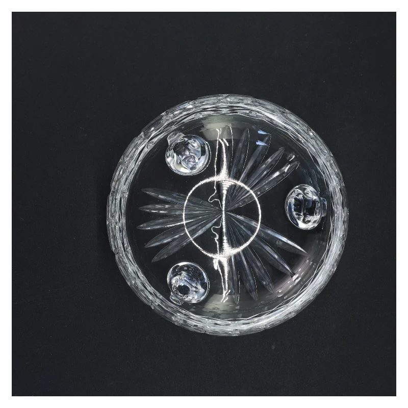 Krystal skål på fødder (str. Ø 13 cm)