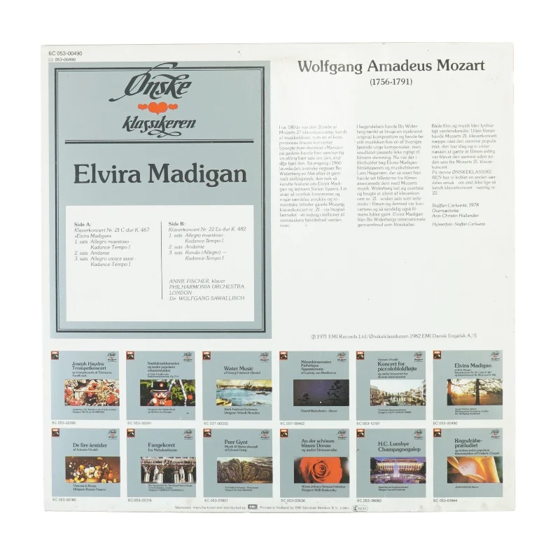 Elvira Madigan klaverkoncert nr 21 fra Emi (str. 30 cm)