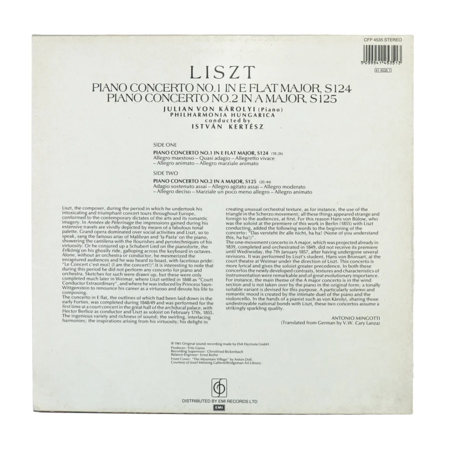 Liszt, piano concerto no 1 fra Emi (str. 30 cm)
