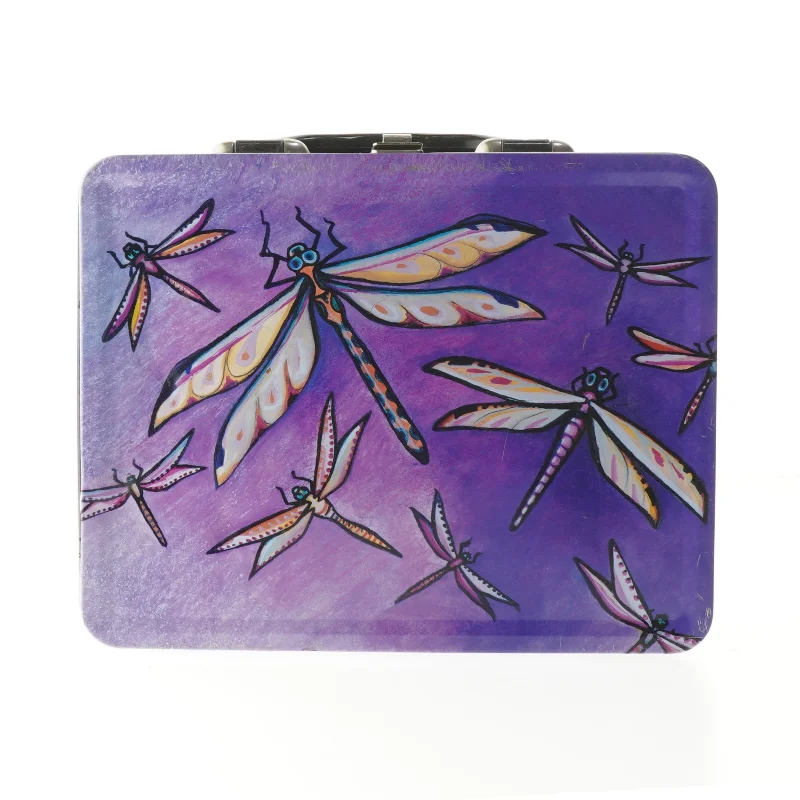 Metal madkasse med guldsmede design (str. 17x22x10 cm)