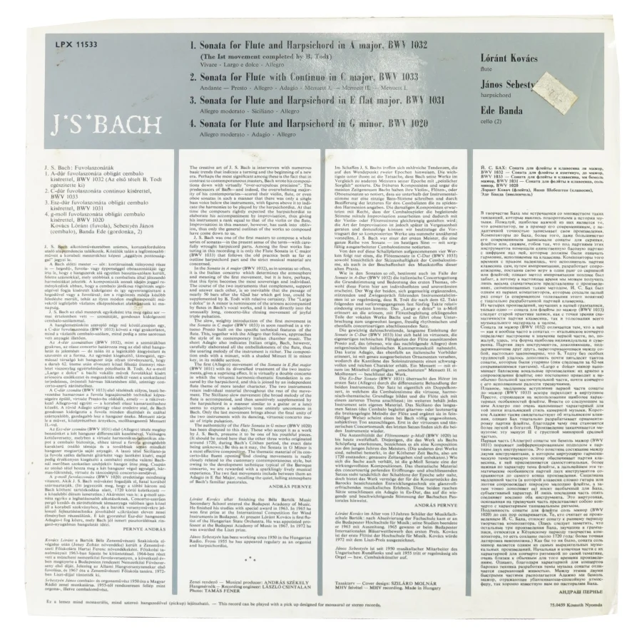 Bach flute sonatas (str. 30 cm)