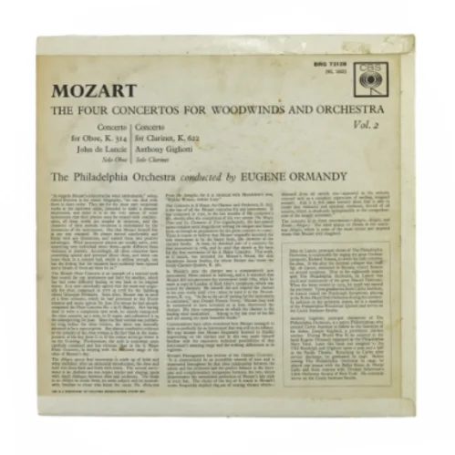 Mozart, The four concertos for woodwinds and orchestra, vol 2 fra Cbs (str. 30 cm)