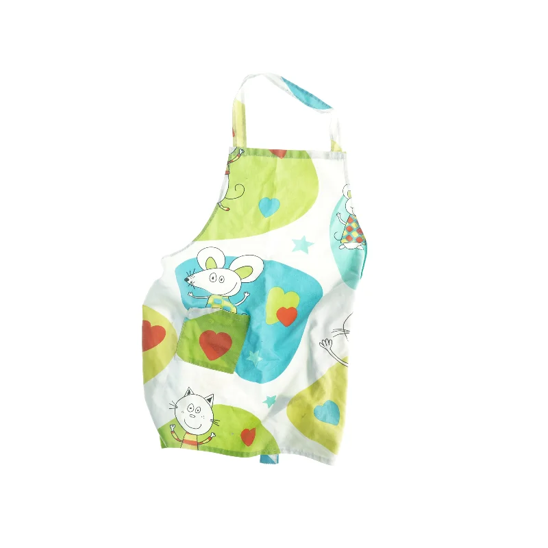 Børneforklæde med dyremotiver (str. 64 x 66 cm)
