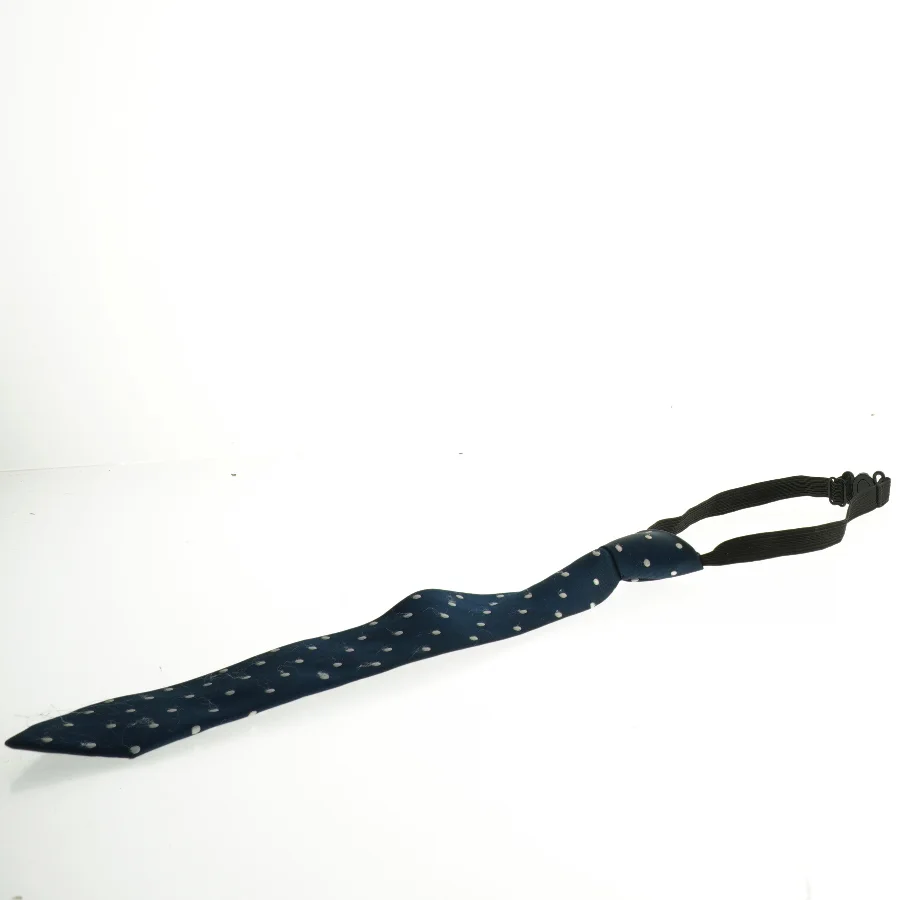 Mørkeblå slips til børn med prikker (str. 30 x 5 cm)