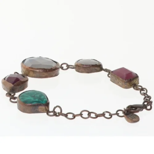 Armbånd med sten (str. Kæde, 24 cm største sten ø 2,4 cm)