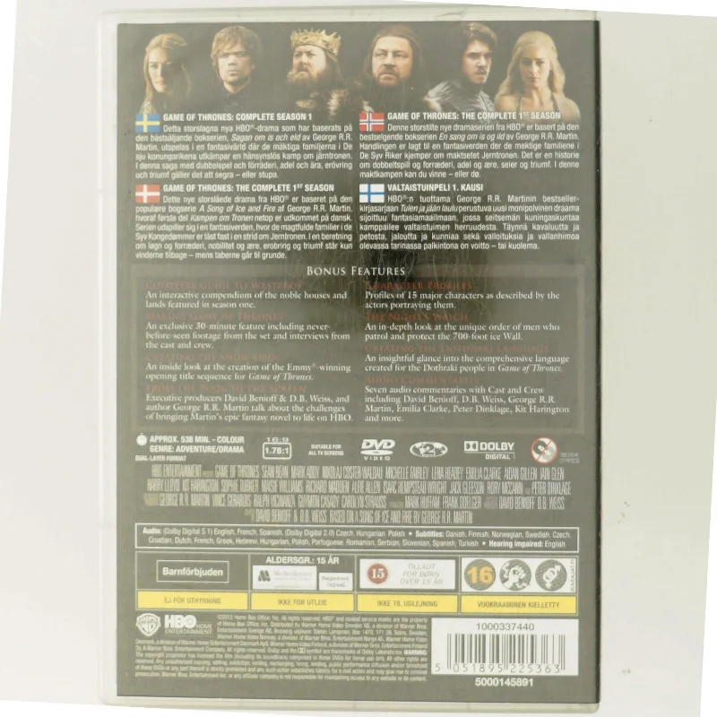 Game of Thrones: The Complete First Season med Sean Bean (DVD)