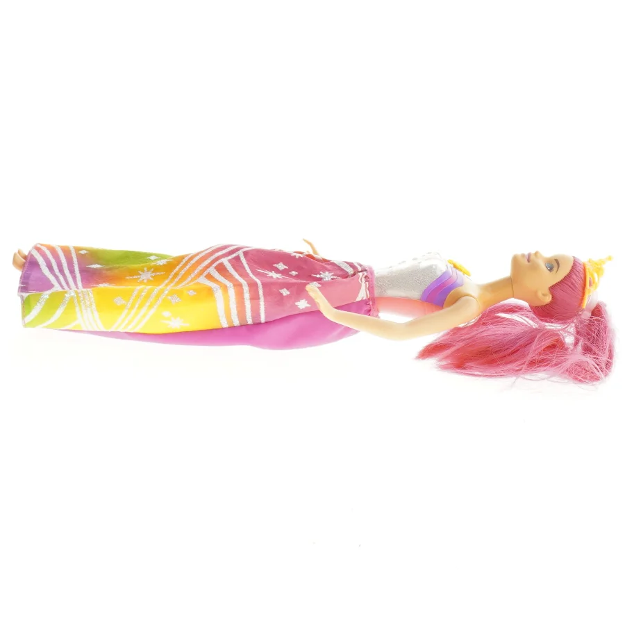 Brugt modedukke med farverig kjole fra Barbie (str. 32 cm)