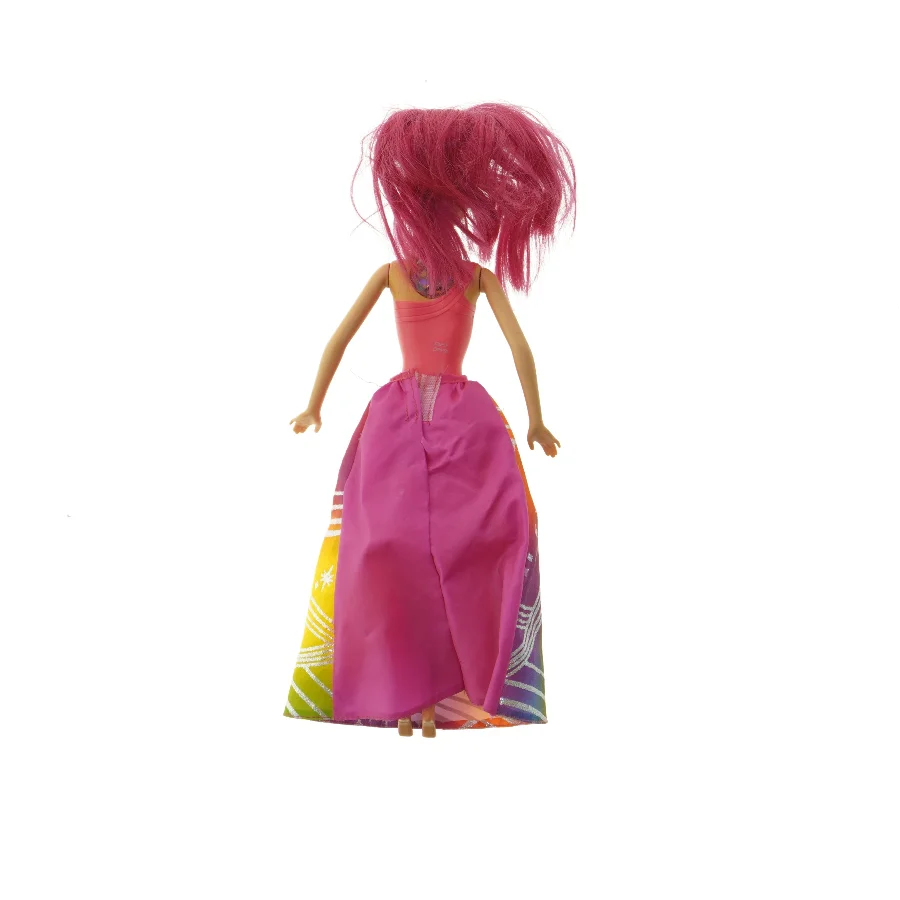 Brugt modedukke med farverig kjole fra Barbie (str. 32 cm)