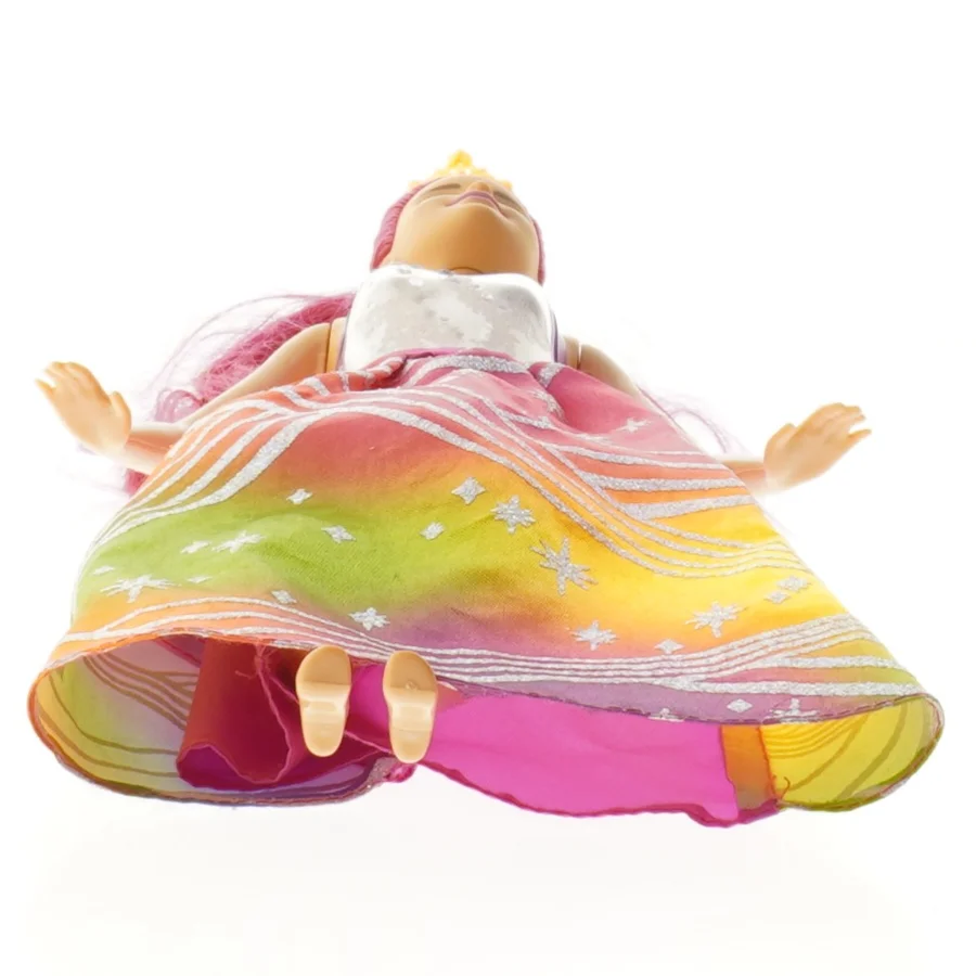 Brugt modedukke med farverig kjole fra Barbie (str. 32 cm)