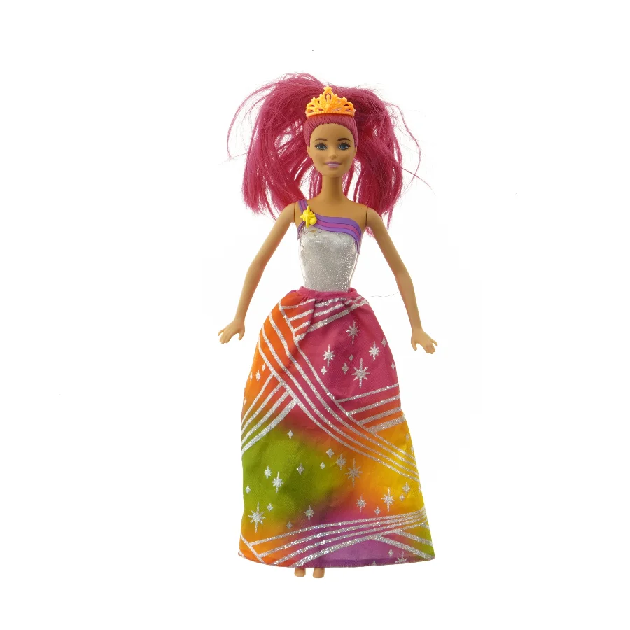 Brugt modedukke med farverig kjole fra Barbie (str. 32 cm)