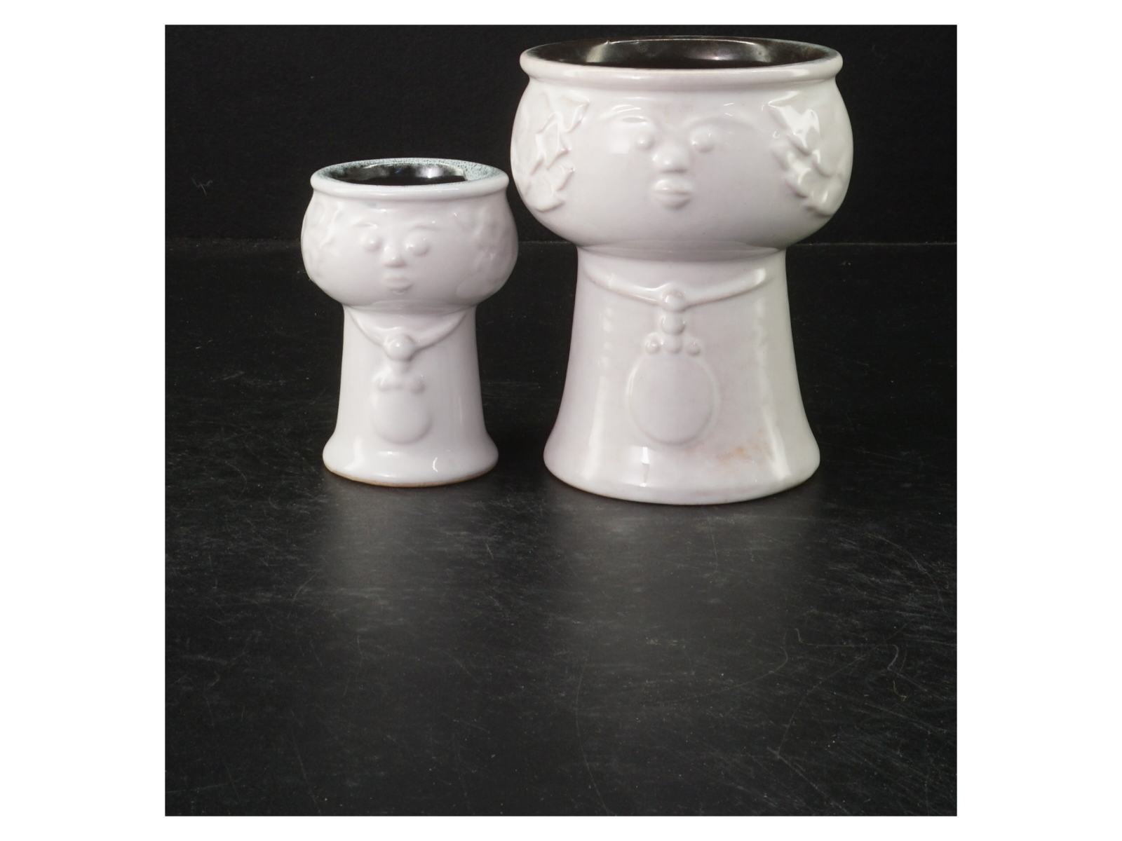 Pottedamer Ø 9 cm højde 12 cm og ø 6 cm højde 8,9 cm