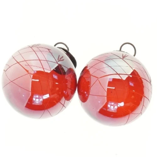 Julekugler i rødt glas  (str. Ø 10 cm)