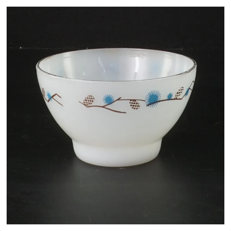 Café au lait skål i opalglas med mønster (str. Ø 11 cm)