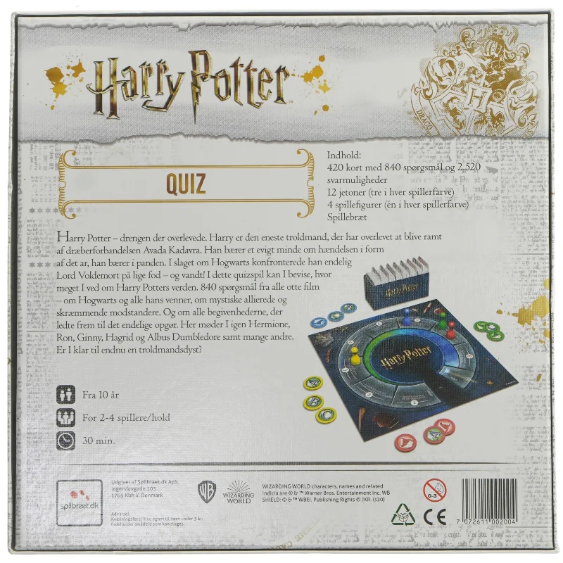 Harry Potter Quizspil fra Spilbræt.dk (str. 29,5x29,5 cm)