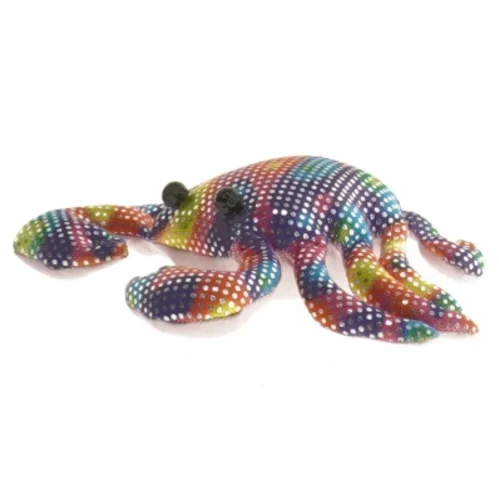 Farverig blød stofkrabbe (str. 13 x 9 cm)