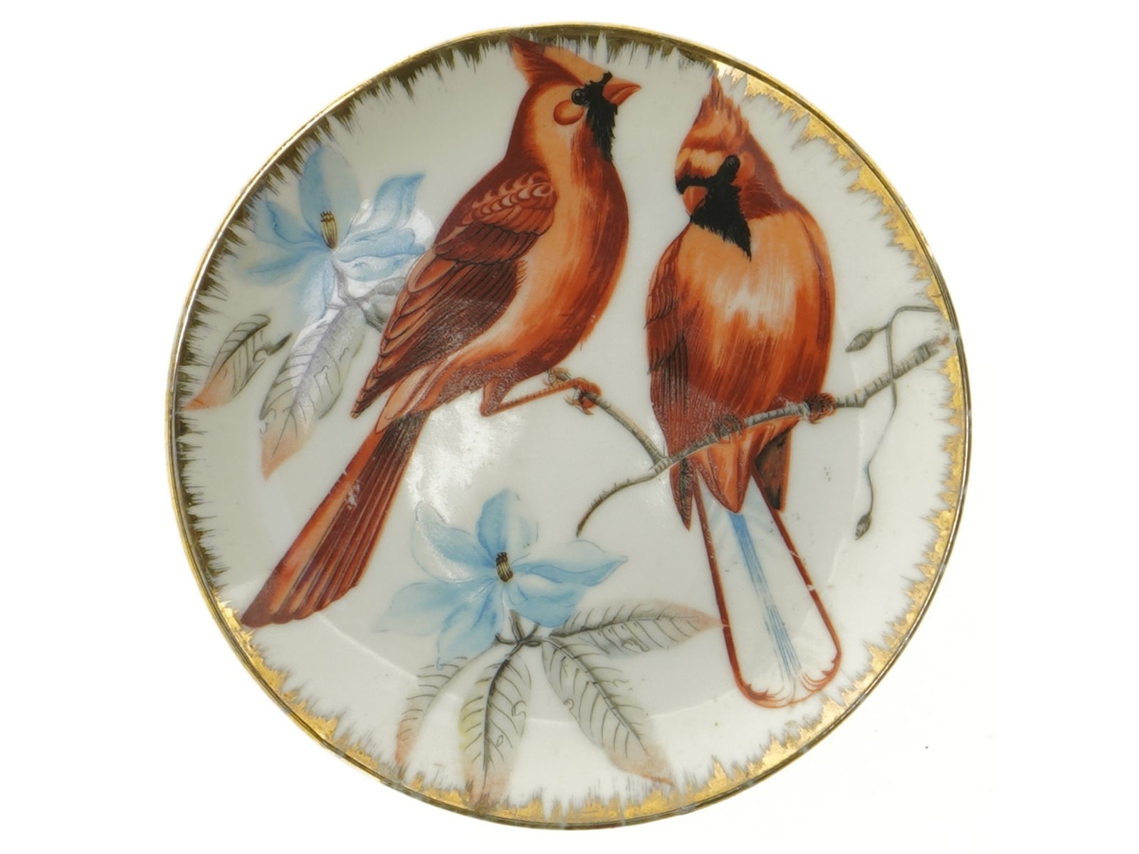 Porcelænsvægplatte med fuglemotiv (str. 16 cm)