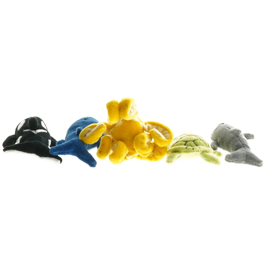 Sæt af marine dyr bamser (str. 10-12 cm)