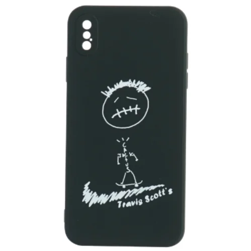 Sort mobiltelefon cover med Travis Scott design (str. 16x8 cm)