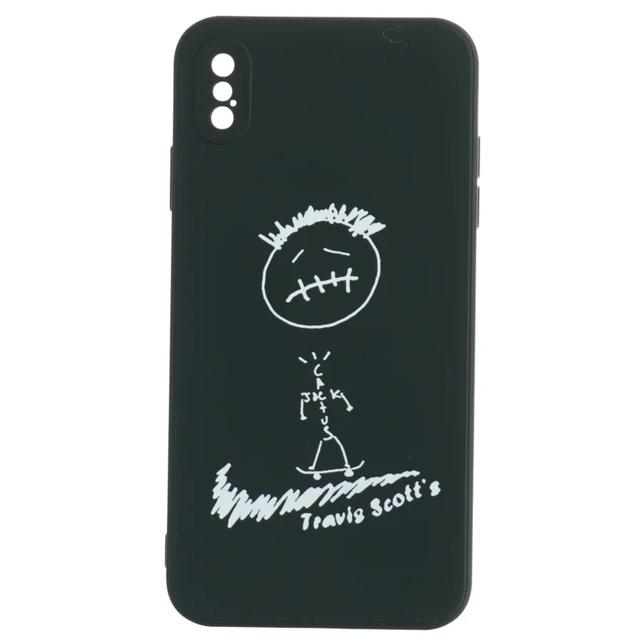 Sort mobiltelefon cover med Travis Scott design (str. 16x8 cm)