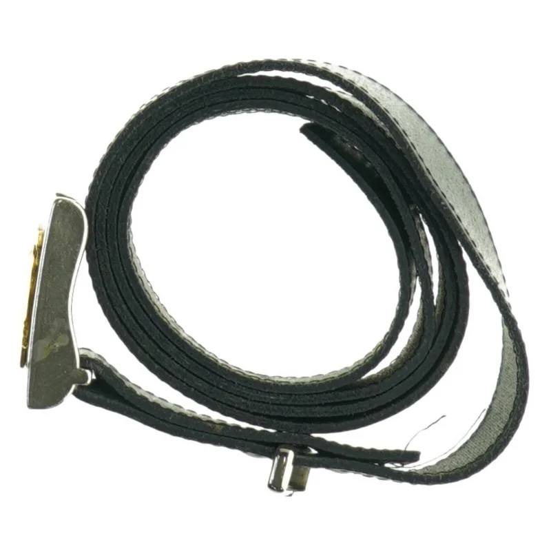 Sort bælte med præget spænde (str. 95 til 105 cm)