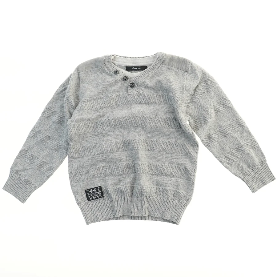 Strikket sweater med grå striber fra George (str. 116)