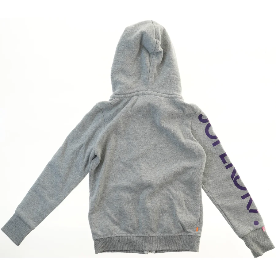 Grå hættetrøje med print fra Superdry (str. S)