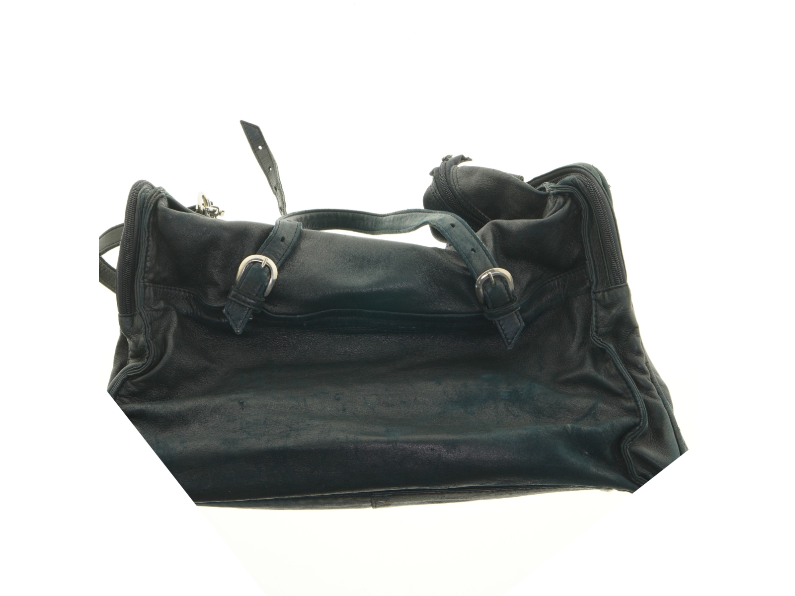 Sort weekendtaske i læderlook (str. 53 x 33 cm)