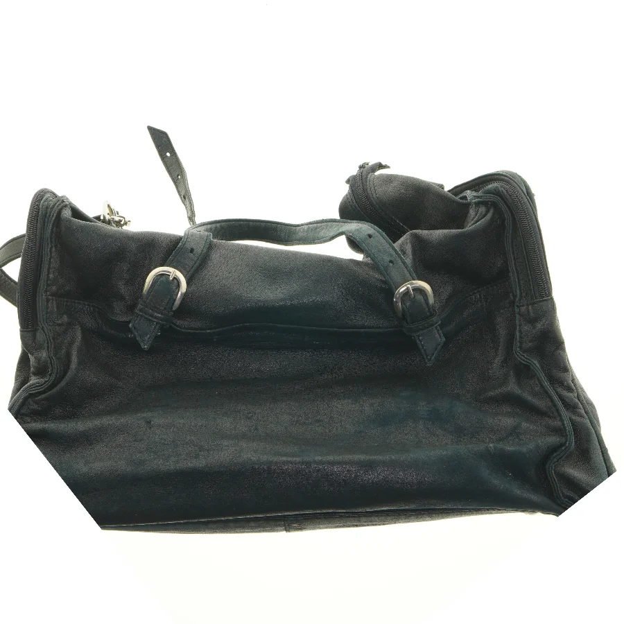 Sort weekendtaske i læderlook (str. 53 x 33 cm)