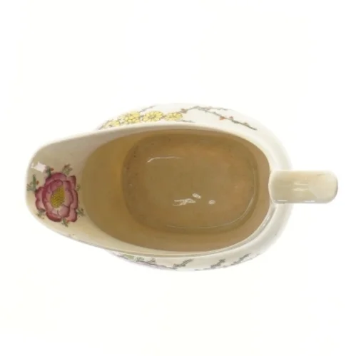 Porcelænsflødekande med blomstermotiv (str. 14,5x10 cm)