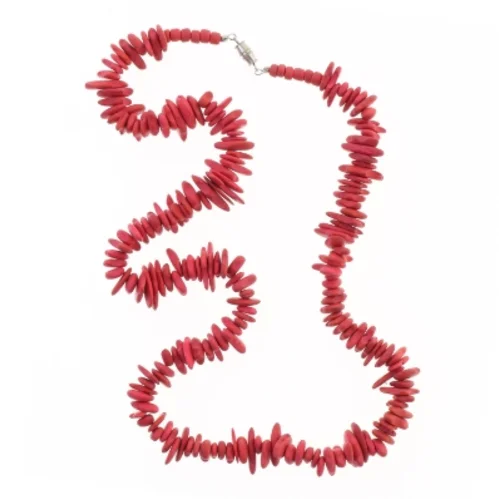 Rød "koral"halskæde (str. 64 cm)