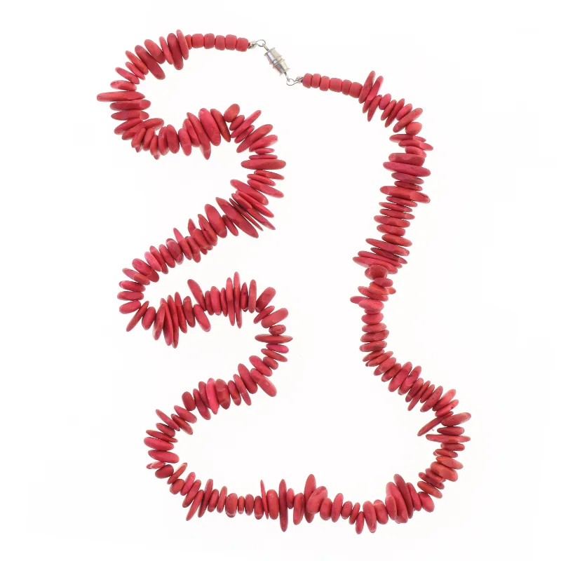 Rød "koral"halskæde (str. 64 cm)