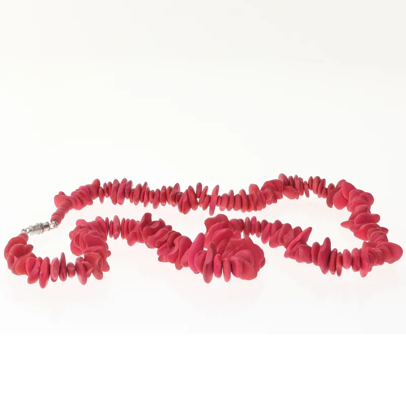 Rød "koral"halskæde (str. 64 cm)