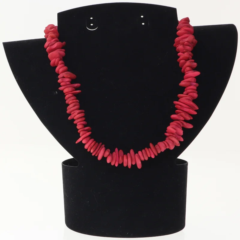 Rød "koral"halskæde (str. 64 cm)