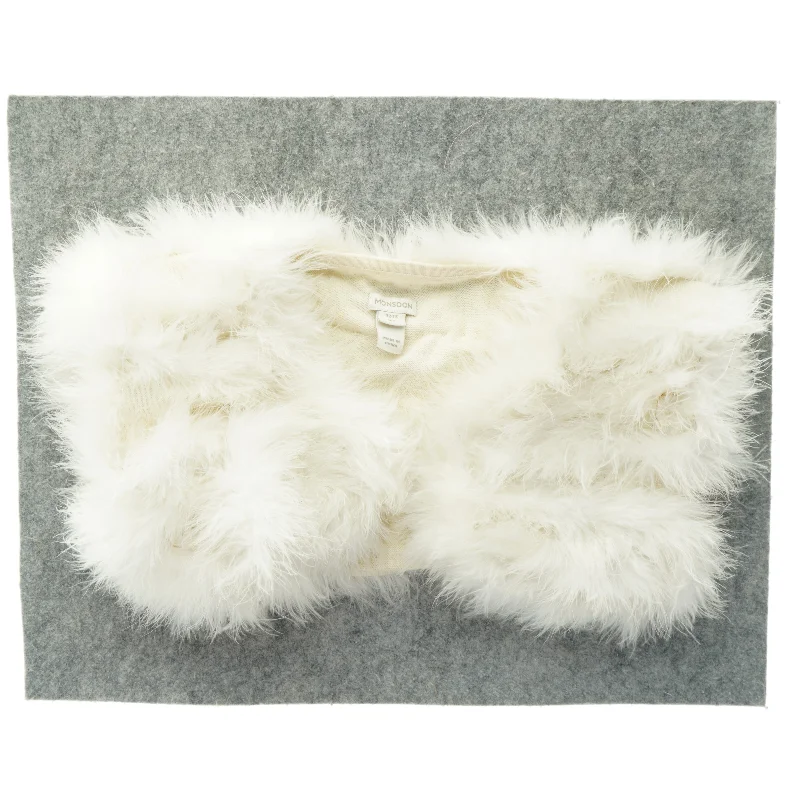 Hvid, langhåret pelsvest fra Monsoon (str. 12 13 år)